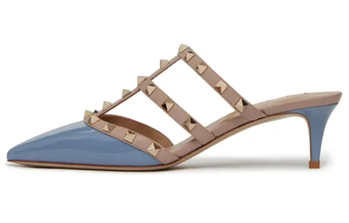 Valentino Rockstud Closed Toe Slippers Women's Blue
