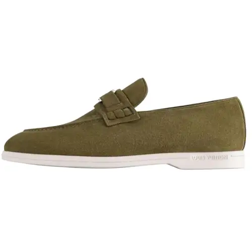 LOUIS VUITTON Estate Suede Loafers Men's Green