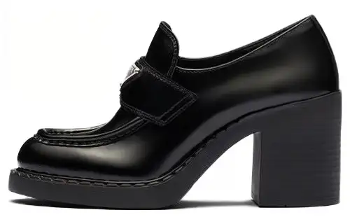PRADA Women's Chocolate Brushed Leather Mule 'Black' 2023