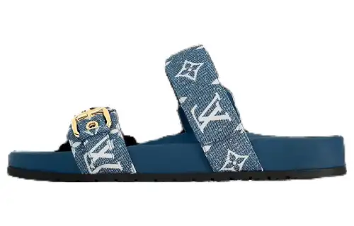 LOUIS VUITTON Bom Dia Slide Slippers Women's Blue
