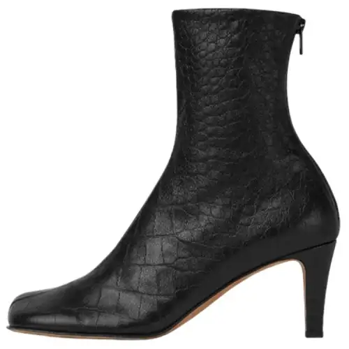 Bottega Veneta Bloc Leather Ankle Boots 7cm Women's Black
