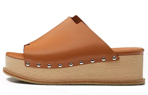 HERMES Ellipse Slide Slippers Women's Brown