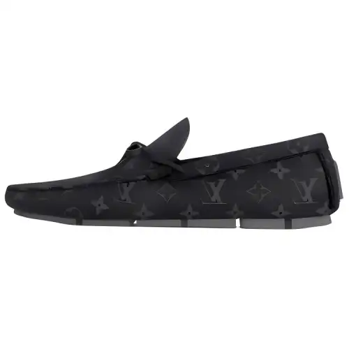LOUIS VUITTON Driver Cow Leather Casual Shoes Men's Black