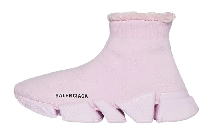 Balenciaga Speed 2.0 Recycled Knit Fake Fur Pink Women's