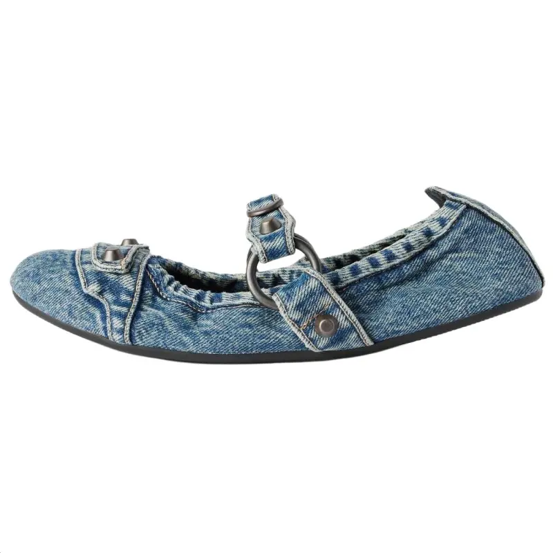Balenciaga City Flat Mary Jane Shoes Women's Blue