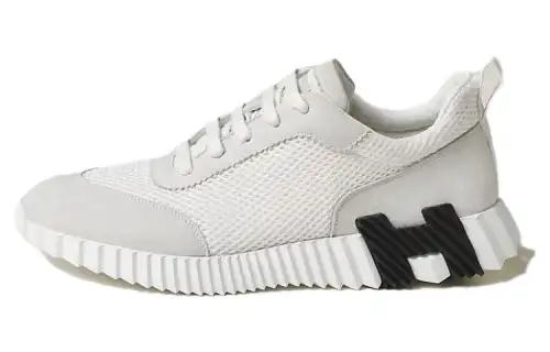 HERMES Bouncing Mesh Low top Casual Shoes Men's White