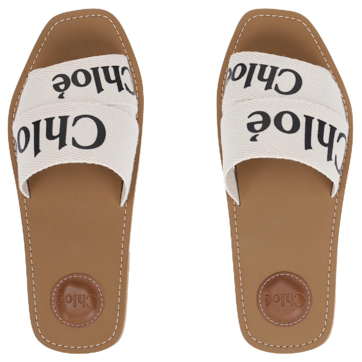 Chloe Woody Slide Slippers Women's White