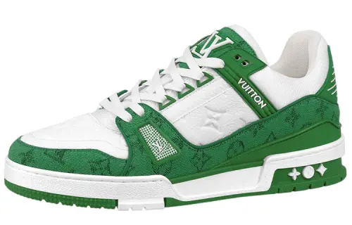 LOUIS VUITTON Lv Trainers 'White With Green Monogram'
