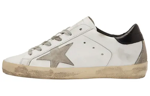 Golden Goose Super Star Top Grain Cow Leather Stylish Skateboarding Shoes Men's White Distressed