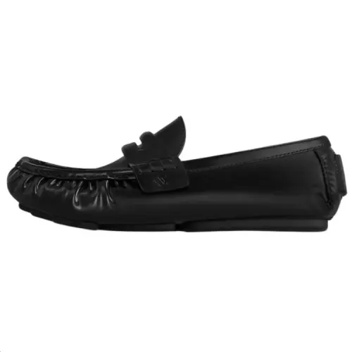 LOUIS VUITTON Footprint Cow Leather Casual Shoes Men's Black
