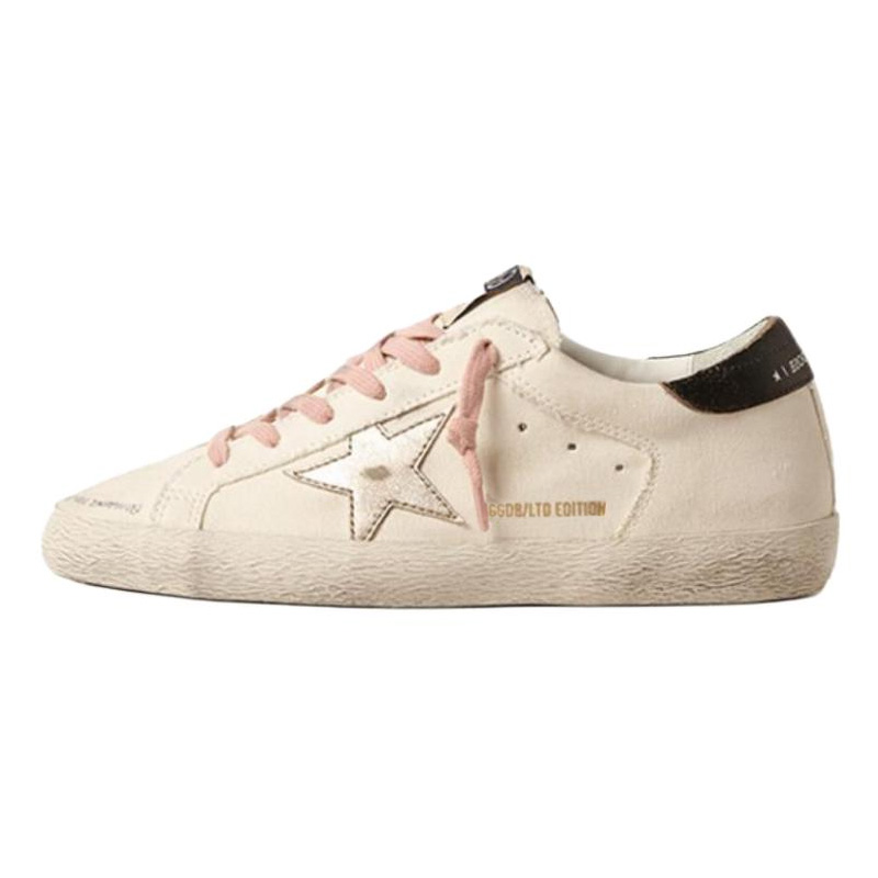 Golden Goose Super Star Low top Skateboard Shoes Women's Beige Distressed