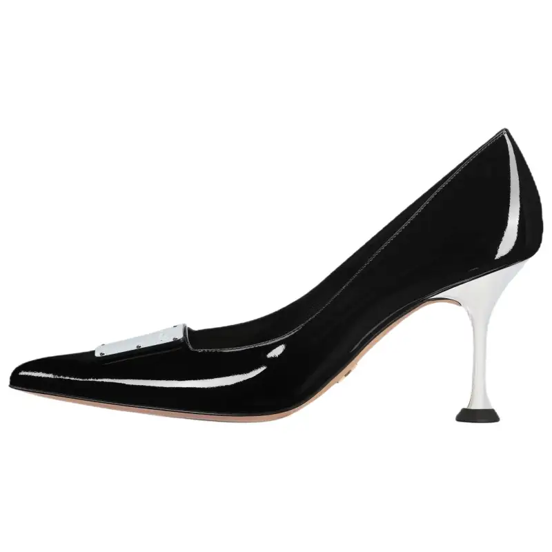 DIOR La Parisienne Dior Leather Slim Heel High Heels Women's Black