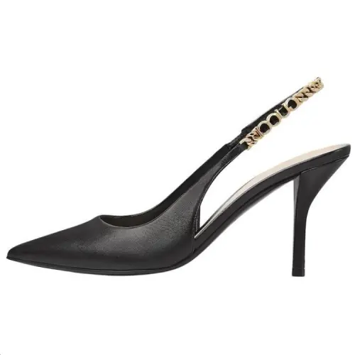 GUCCI Signoria Leather Slim Heel High Heels 10cm Women's Black