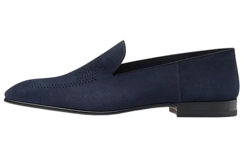 HERMES Sheepskin Men's Casual Shoes Men's Marine Blue