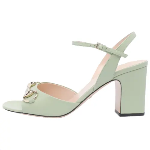 GUCCI Horsebit Leather One Strap Sandals 8cm Women's Green