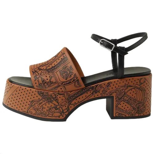 HERMES Kervella One Strap Sandals 7.5cm Women's Brown