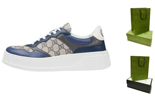GUCCI Chunky B Supreme Canvas Low top Stylish Skateboarding Shoes Men's Blue Shopping Bag