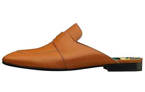 HERMES Catena Closed Toe Slippers Women's Brown