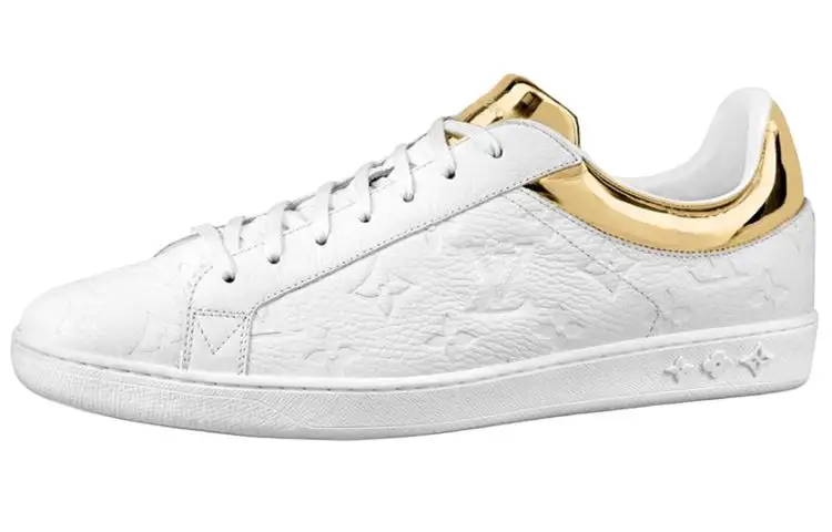 LOUIS VUITTON Luxembourg Sneakers 'White Logo Monogram With Gold Collar'