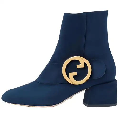 GUCCI Blondie Ankle Boots Women's Dark Blue
