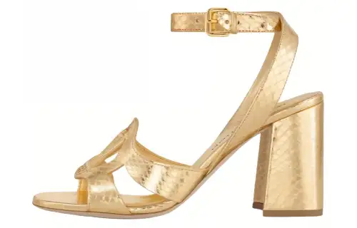LOUIS VUITTON Isola Leather One Strap Sandals 8.5cm Women's Gold