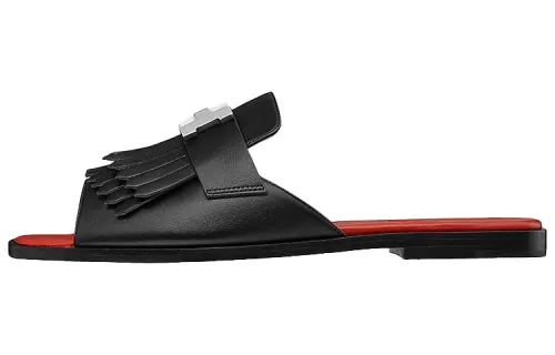 HERMES Auteuil Quick Dry Slide Slippers Women's Black Red