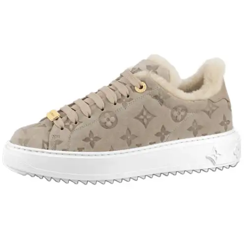 LOUIS VUITTON Time Out Cow Leather Low top Stylish Skateboarding Shoes Women's Brown