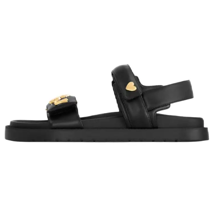 LOUIS VUITTON Sunset Sheepskin One Strap Sandals Women's Black