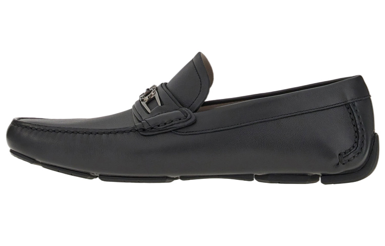 FERRAGAMO Gancini Leather Casual Shoes Men's Black