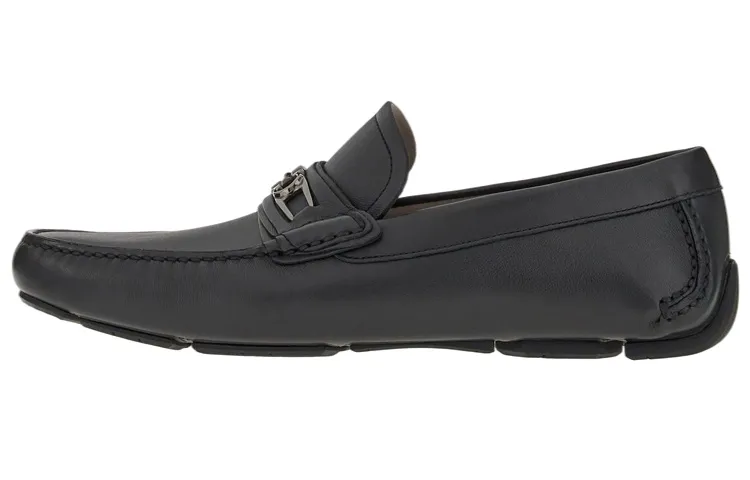 FERRAGAMO Gancini Leather Casual Shoes Men's Black