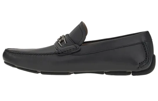 FERRAGAMO Gancini Leather Casual Shoes Men's Black