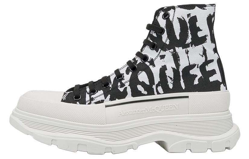 Мужские ботинки Alexander McQueen Tread Slick Graffiti (белые)