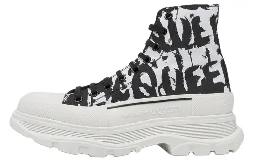 Alexander McQueen Graffiti Tread Slick Boot White Black