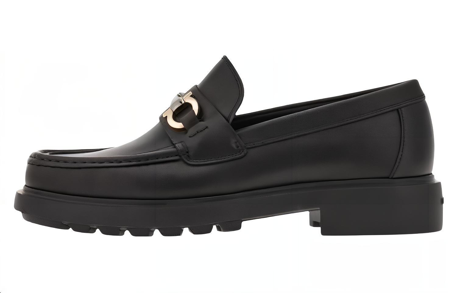 FERRAGAMO Gancini-plaque Leather Loafers