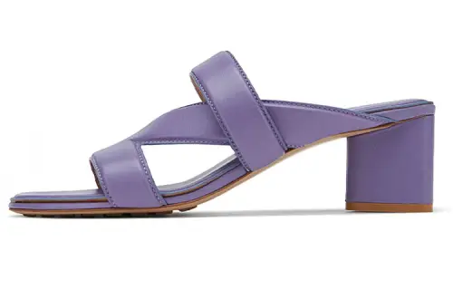 Bottega Veneta Leather Crossover Strap Sandal Purple Women's