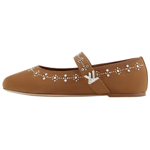 LOUIS VUITTON Romy Flat Mary Jane Shoes Women's Camel