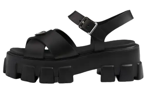PRADA Triangle-logo Platform Sandals