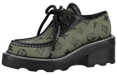 LOUIS VUITTON Beaubourg LV Beau Bourg Lace Up Casual Shoes Women's Green