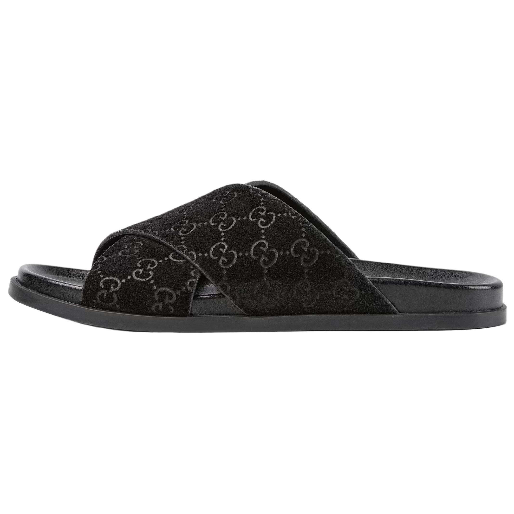 Мужские шлепанцы Gucci GG (черные)