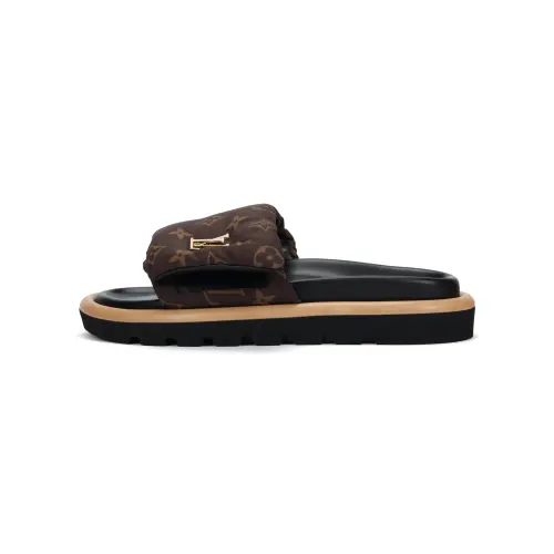 LOUIS VUITTON Pool Pillow Comfort Slide Slippers Women's Brown Black