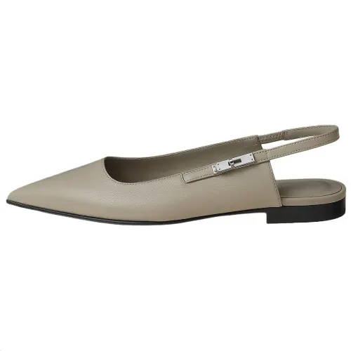 HERMES Lovely Leather Casual Shoes 1CM Women's Pebble Beige