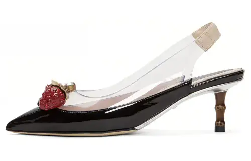 GUCCI Eleanor Strawberry Plexi Heels Black Women's