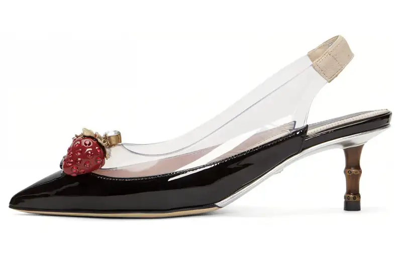 GUCCI Eleanor Strawberry Plexi Heels Black Women's