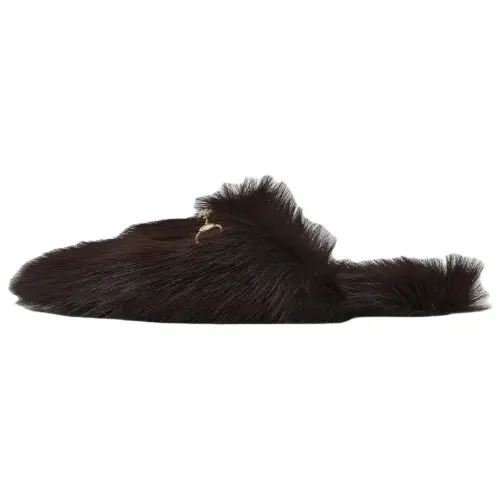 GUCCI Horsebit Closed Toe Slippers Women's Brown