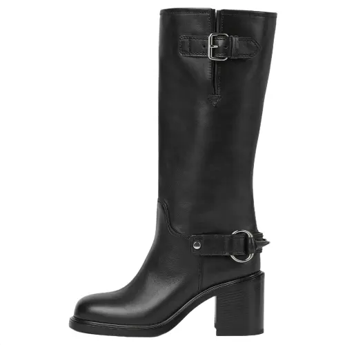 GUCCI Leather Knee high Boots 7cm Women's Black