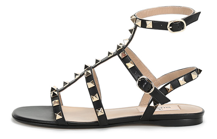Valentino Garavani Rockstud Ankle-strap Flat Sandals