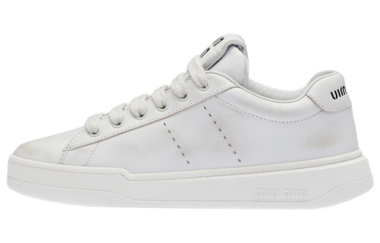 MIU MIU Leather Low top Stylish Skateboarding Shoes Women's White