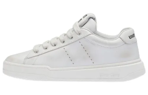MIU MIU Leather Low top Stylish Skateboarding Shoes Women's White