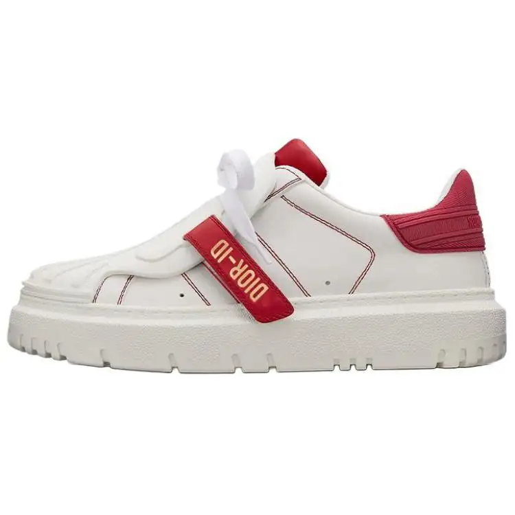 DIOR ID Shell Shoes Cow Leather Low top Stylish Skateboarding Shoes Women's White Red
