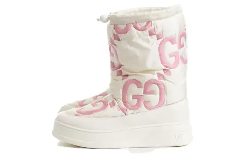 GUCCI Women's Maxi Gg Boot 'White Pink Matelassé' Women's